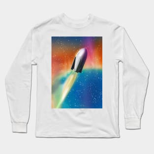 Retro Space Rocket Long Sleeve T-Shirt